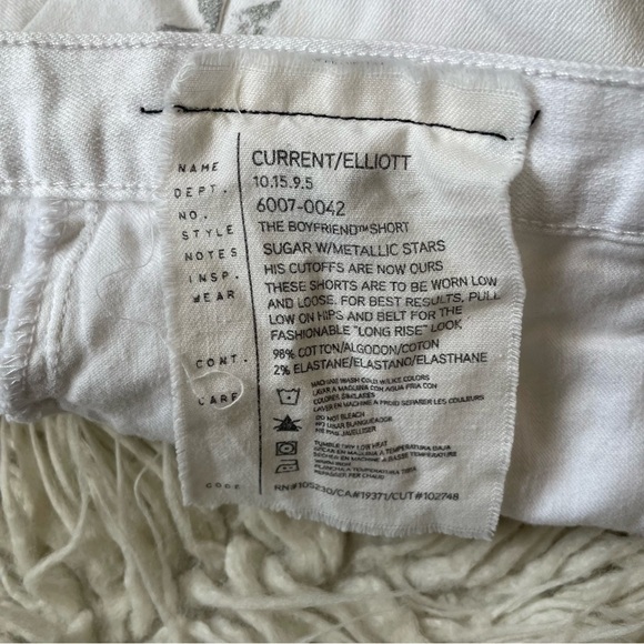 Current/Elliot Sugar Metallic Stars White Stretch Denim Boyfriend Jean Shorts 29 - Picture 7 of 8